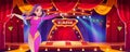 Circus stage or carnival tent arena with performer Royalty Free Stock Photo