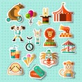 Circus stickers set vector design illustration Royalty Free Stock Photo