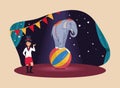 circus tamer and elephant Royalty Free Stock Photo