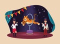 circus tamers and tiger Royalty Free Stock Photo