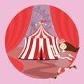 Circus tent amusement park kid girls children open curtain