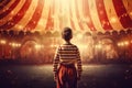 Circus tent arena performer child boy. Generate Ai