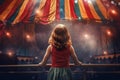 Circus tent arena performer child girl. Generate Ai