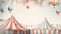 Circus tent with balloons and blue sky background. 3d rendering Royalty Free Stock Photo