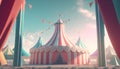 Circus tent with blue sky and clouds background. 3d rendering