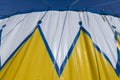 Circus tent blue, yellow and white pattern with brazilian flag