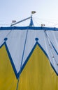 Circus tent blue, yellow and white pattern with brazilian flag