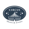 Circus building, circus tent awning, balls, decorations, shapito, exterior appearance.