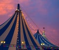 Circus tent in a dramatic sunset sky colorful