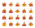 Circus Tent simple flat color icons vector set Royalty Free Stock Photo