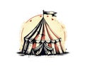 Circus tent hand drawn sketch. Vector illustration Royalty Free Stock Photo