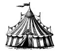 Circus tent hand drawn sketch Vector illustration Fun Royalty Free Stock Photo