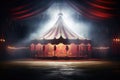 Circus tent with illuminations at night. Generative AI