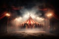 Circus tent with illuminations at night. Generative AI