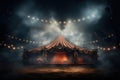 Circus tent with illuminations at night. Generative AI