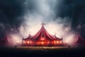 Circus tent with illuminations at night. Generative AI