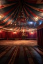 circus tent interior with empty seats and spotlights Royalty Free Stock Photo