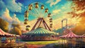 a circus tent, a marquee with an amusement park, Royalty Free Stock Photo