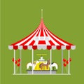 Circus show entertainment tent marquee outdoor festival with stripes and flags isolated carnival signs Royalty Free Stock Photo