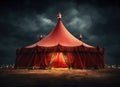 a circus tent at night with a red tent against white background Royalty Free Stock Photo