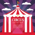 Circus Tent with Rays, Cloud and Copy Space. Royalty Free Stock Photo