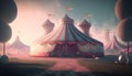 Circus tent at sunset. 3d illustration. Vintage style.