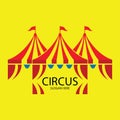 circus tent logo design template on yellow background Royalty Free Stock Photo