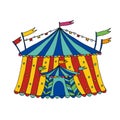 Circus Tent Vector icon. Hand drawn illustration. Sticker print design. Royalty Free Stock Photo