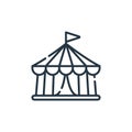 circus tent vector icon isolated on white background. Outline, thin line circus tent icon for website design and mobile, app Royalty Free Stock Photo