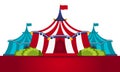 Circus Tents With Banner. Amazing show. Flat illustration.