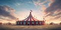 Circus tents standing on a green field Royalty Free Stock Photo