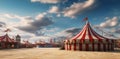 Circus tents standing on a green field Royalty Free Stock Photo