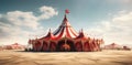 Circus tents standing on a green field Royalty Free Stock Photo