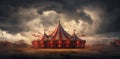 Circus tents standing on a green field Royalty Free Stock Photo