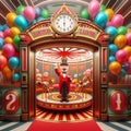 26 21. A circus-themed elevator with a rotating carousel in th Royalty Free Stock Photo