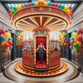 28 21. A circus-themed elevator with a rotating carousel in th Royalty Free Stock Photo