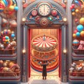 30 21. A circus-themed elevator with a rotating carousel in th Royalty Free Stock Photo