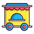 Circus ticket booth icon, cartoon style