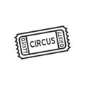 Circus Ticket Outline Flat Icon on White