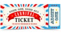 Circus tickets with colorful flags.