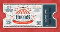 Circus tickets. Vintage carnival event banner, retro luxury coupon with marquee and party announcement. Vector circus Royalty Free Stock Photo