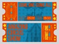 Circus tickets. Vintage Vector illustration. Royalty Free Stock Photo