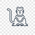 Circus Tiger concept vector linear icon isolated on transparent