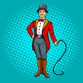 Circus trainer with whip pop art vector