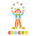 Circus Vector Clown Juggler Isolated On The White