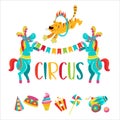 Circus clipart. Circus trained animals. Royalty Free Stock Photo