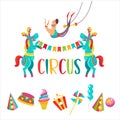 Circus clipart. Aerial acrobat under the dome of the circus. Royalty Free Stock Photo