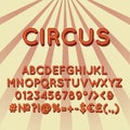 Circus vintage 3d vector alphabet set Royalty Free Stock Photo