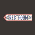 Circus vintage restroom label banner vector illustration.