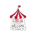Circus welcome logo, retro emblem for amusement park, festival, party, creative template of flyear, posters, cover